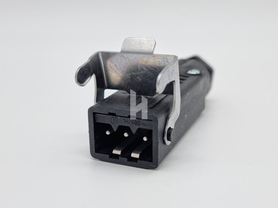 Stecker "Stas 3N" mit Zugentlastung und Sicherungsbügel in schwarz, IP54